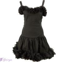 Kurzes schwarzes Kleid mit Tüll im Gothic-Lolita Style